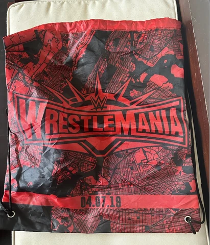 WWE WrestleMania 35 black and red drawstring bag MetLife Stadium 2019 Cover