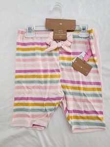 Young Hearts Girls Pink Rib Stripe Bike Shorts & Scrunchie Set Size 12 Play - Picture 1 of 3
