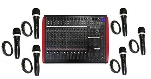 Gemini GM-12USB Compact 12 Channel Mixer w/ Bluetooth +6x EMB EMIC700 Microphone - Picture 1 of 7