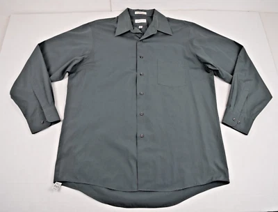 Vintage Casual Shirt Van Heusen Size L 70s 80s Dark Gray 1 Pocket Work Shirt - Image 1 of 4