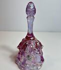 VTG Fenton Flower Temple Lily of the Valley Glass Bell Iridescent Pink Amethyst