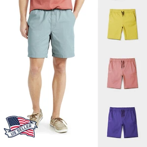 Men's Flat Front Summer Casual Twill Classic Slim Fit Cotton Shorts - Picture 1 of 28