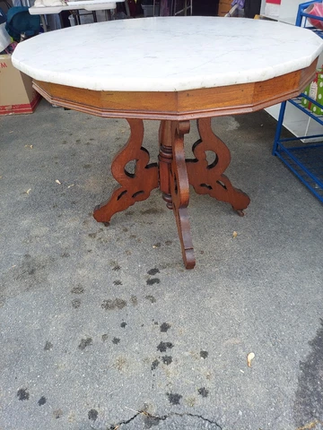 Marble Top Vintage Wood Table Cover