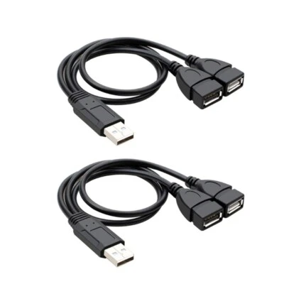 USB 2.0 1 Male to 2 Female Extension Cord USB Splitter Y Cable 1.15ft (2-Pack) - Image 1 of 4