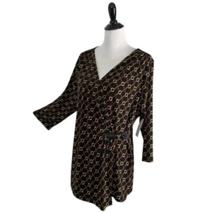 Charter Club Wrap Blouse Plus Size Womens 2X Black Chain Link Equestrian NEW - Picture 1 of 11