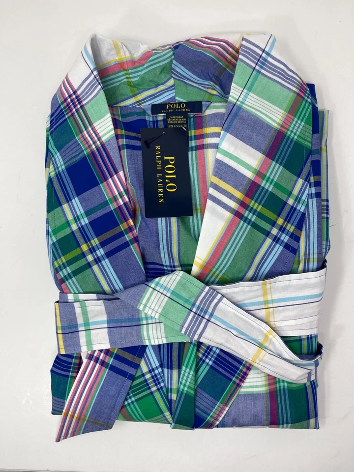 Bata de algodón tejida a cuadros Polo Ralph Lauren para hombre elige el patrón S/M o L/XL Foto 1 de 1