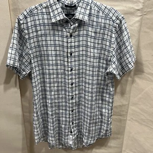 Rodd & Gunn Linen Shirt Mens Medium White Blue Check Sports Fit Button Up NWOT - Picture 1 of 9