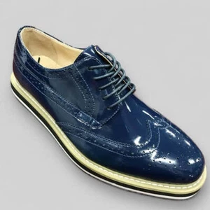 Men's Angelino Navy Patent Casual Sneakers NWT - Picture 1 of 7