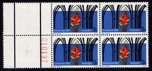 1967 Australia - Christmas 5c Bells & Arches - Numbered Block Of 4 MUH - Picture 1 of 1