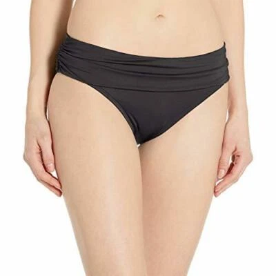MSRP $63 Kenneth Cole Shirred Band Hipster Bikini Bottom Black Night Escapade XL - Image 1 of 2