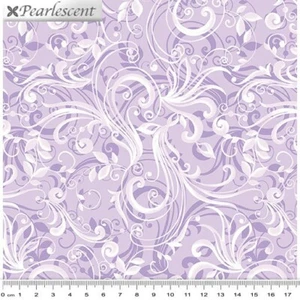 Ft Quarter Pearl Ballet Ballerina Leaf Scroll Purple 100% Cotton Quilting Fabric - Picture 1 of 1