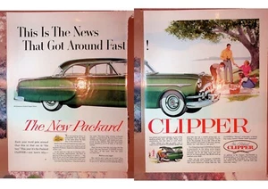 1950s Packard Clipper Green Coupe Family At Picnic 2pg Art Vintage Print Ad - Picture 1 of 1