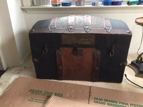 Antique Chest with Red Embossing Cover