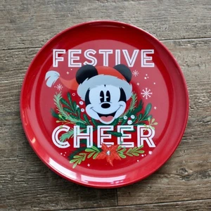 St Nicholas Square Disney Festive Cheer Mickey Mouse Plate Christmas Melamine - Picture 1 of 4