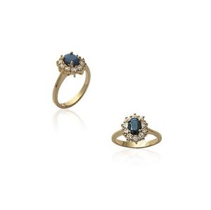 New Sapphire Ring And Zirconium Gold Plated New T 64