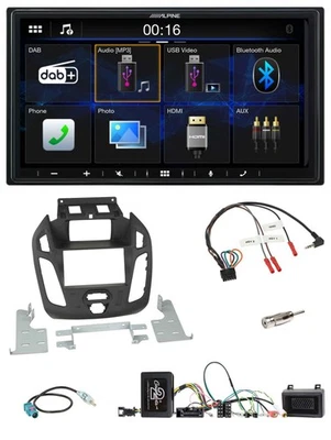 Alpine Bluetooth 2DIN Lenkrad DAB USB Autoradio für Ford Transit Connect 13-18 s - Bild 1 von 4