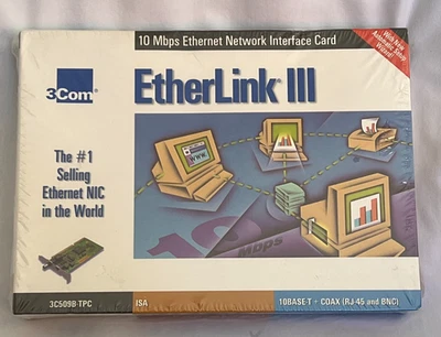 3Com EtherLink III 3C509B-TPC COAX (RJ 45 & BNC) Network Interface Card *NEW* - Image 1 of 4