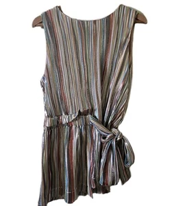 Eva Franco Anthropologie Clinquant Shimmer Striped Multicolor Sleeveless Top XL - Picture 1 of 9