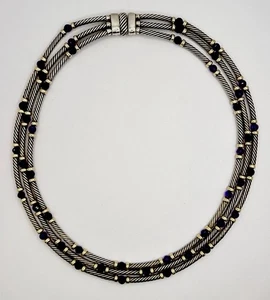 David Yurman Sterlingsilber & 14k Gold Metro Station 16" Halsband Halskette 67,8 g - Bild 1 von 9