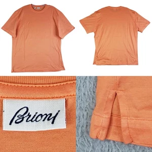 Brioni Tee Men's Size Large Orange Short Sleeve Crewneck Cotton T-Shirt Italy - Picture 1 of 12