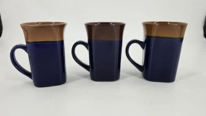 Menge 3 Royal Norfolk blau und braun quadratische Tassen - Bild 1 von 3