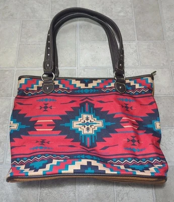 Montana West Purse Aztec Canvas Shoulder bag  Boho Western - Image 1 of 4