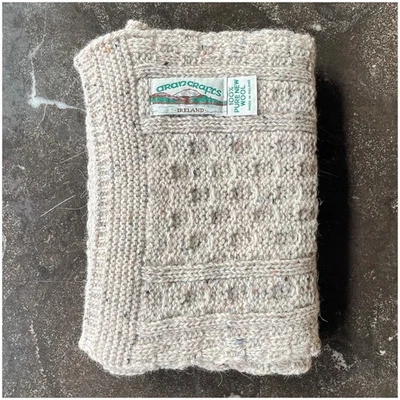 Cachecol de malha vintage AranCrafts 100% puro novo irlandês lã cabo creme marfim vintage - Imagem 1 de 4