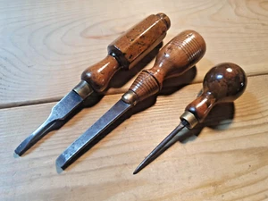 3 x Herramientas antiguas vintage con mango de madera para carpintería Herramienta Awl Destornilladores - Imagen 1 de 8