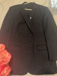 Pronto Uomo Mens Suit Charcoal Striped Flat Front Pants WOOL 22L Medium - Picture 1 of 11