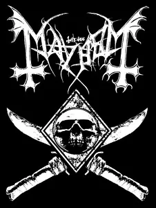 True Mayhem Grand Declaration War Skull Cross Knives Patch Norweger Black Metal - Bild 1 von 3