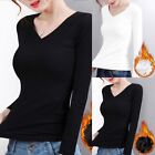 Stylish White V Neck Long Sleeve Thermal Top for Women Bottoming TShirt