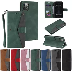 Wallet case for iPhone 15 14 13 12 Pro 11 phone cover Black Green Blue Red - Picture 1 of 6