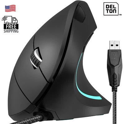 Delton S12 Vertical Ergonomic USB Wired Mouse - Black - Image 1 of 4