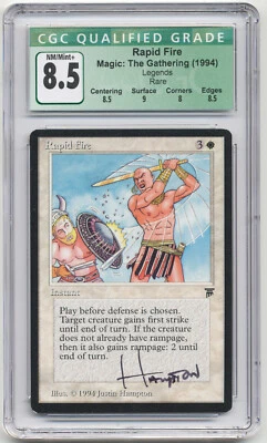 Graded Signed Rapid Fire CGC 8.5 Legends Artist Justin Hampton MTG Reserved List - Image 1 of 2