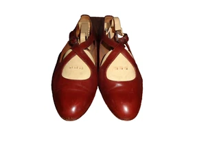 Damenschuhe Ralph Lauren braun Leder gekreuzte Riemen niedriger Absatz Größe 7 - Bild 1 von 4