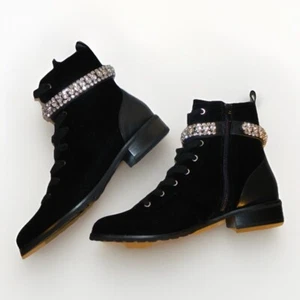 NWOB White House Black Market Haisley Velvet Flat Boots - US 7.5, Black - Picture 1 of 11