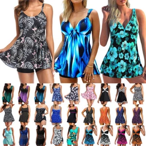 AU Summer Women Tankini Set Swim Dress Two Piece Swimsuit Bathing Suit Plus Size - Picture 1 of 20