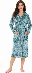 Richie House Women's Long Velvet Robe Bathrobe Robe Sleepwear Night RHW4096 - Picture 1 of 4