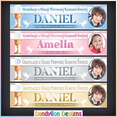 Personalised Polish Holy Communion / Komunii Świętej Banners high quality print - Image 1 of 4