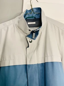 Perry Ellis Men’s Suede Golf Jacket Lightweight Microfiber Blue and Gray - Picture 1 of 12