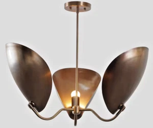 Stilnovo Style Trois Courbé Disque Nuances Sputnik Lustre Clair Antique Fixiture - Photo 1 sur 4