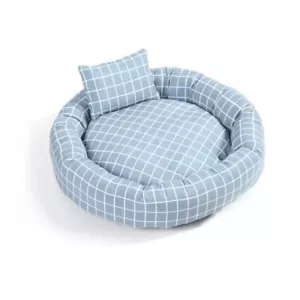 Checkered Pet Bed Removable Pillow & Cushion Non Slip Plaid Cosy Dog / Cat Nest - Picture 1 of 12