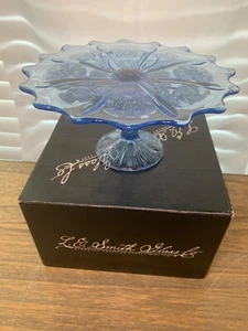 LE Smith Thistel Pedestal Cake Plate Blue NIB - Picture 1 of 7