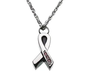 Pink Ribbon Sympathy Memorial Necklace - Picture 1 of 5
