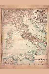 Old Italy 1883 Historical Antique Style Map Poster 24x36 inch - Picture 1 of 1