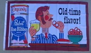 Pabst Blue Ribbon Beer 3'X5' Flag Banner Sign MANCAVE BAR WALL GARAGE US SELLER - Picture 1 of 1