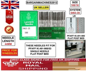 PFAFF SINGLE NEEDLE FLAT POST BED SYSTEM:5463-35 SIZE:100/16 INDST SEW MCHN NDLS - Picture 1 of 6
