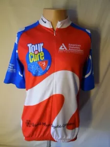 Sugoi Vintage Tour De Cure Bike Bicycle Racing Jersey T shirt Red White Large - Picture 1 of 11
