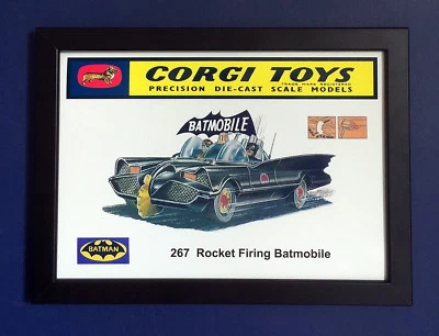 Corgi Spielzeug 267 Batman Batmobile Vintage 1966 A4 Größe Gerahmt Poster Shop - Bild 1 von 2