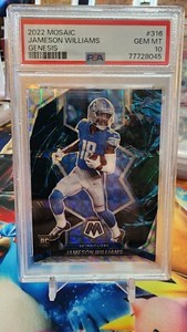 2022 Panini Mosaic Jameson Williams RC PSA 10 Genesis Prizm Case Hit LOW POP!